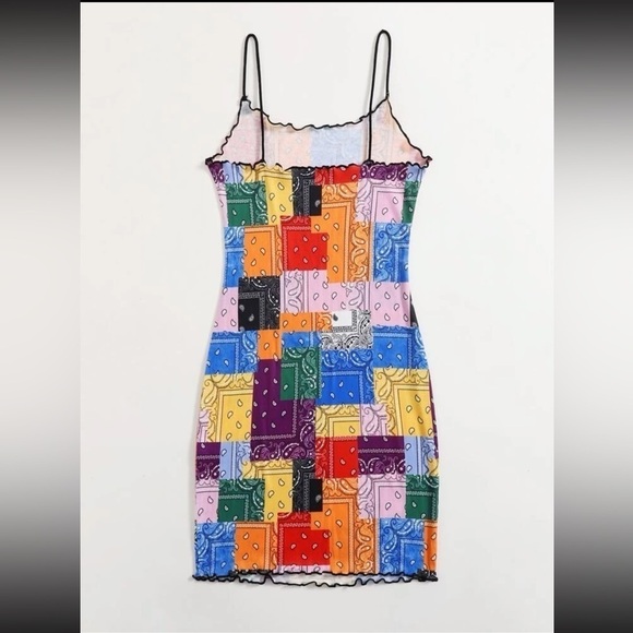 Bandana Lettuce Trim Patchwork Print Dress - Picture 6 of 9